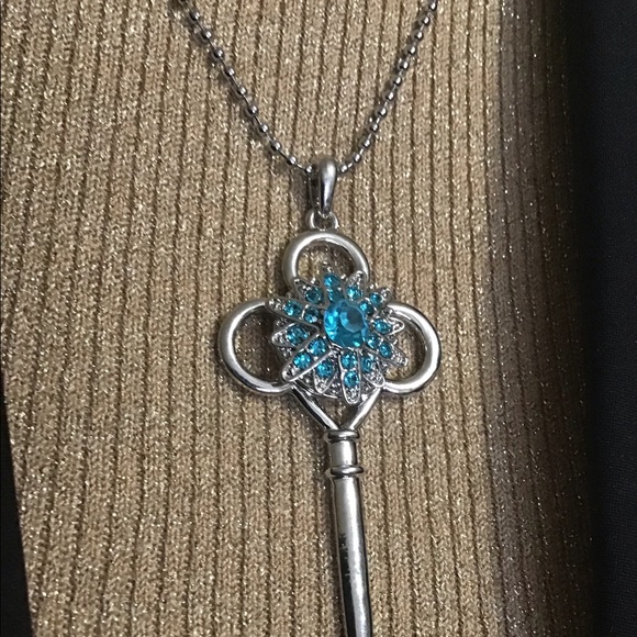 Fashion necklace long key bling 18mm snap on - Picture 2 of 5